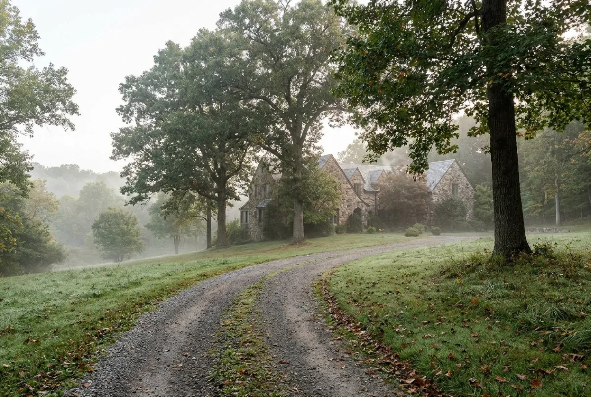 Illustrative image: Large homes on wooded acreage